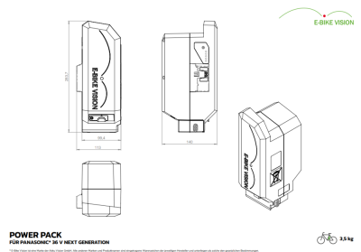 E-BIKE VISION  36V 19Ah 691Wh Power Pack Akku f&uuml;r  Next Generation Panasonic , Flyer, Kalkhoff, Raleigh, KTM Produktbild 8