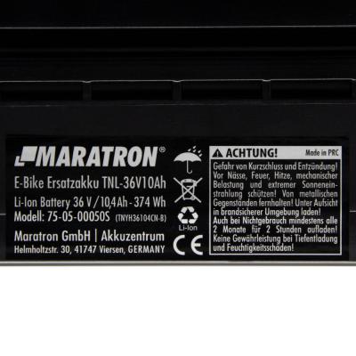 Maratron Gep&auml;cktr&auml;gerakku f&uuml;r Tianneng "TNLi 18650" mit 36V / 10,4Ah &ndash; silber f&uuml;r MiFA Fischer Prophete Curtis Biria Cyco u.v.m. Produktbild 3