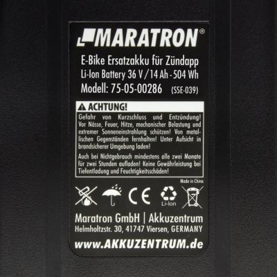 Maratron E-Bike Unterrohrakku "Hailong-I" 36V 13Ah Set mit Halterung und Anschlusskabel Produktbild 12