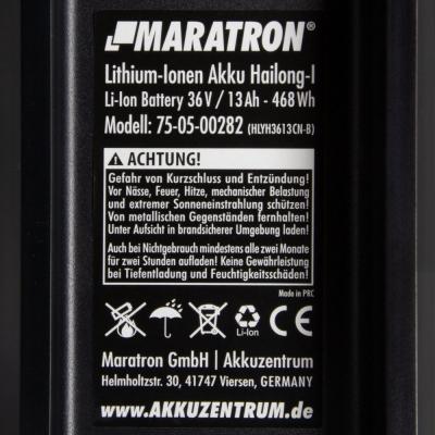 Maratron E-Bike Unterrohrakku "Hailong-I" 36V 13Ah Set mit Halterung und Anschlusskabel Produktbild 7